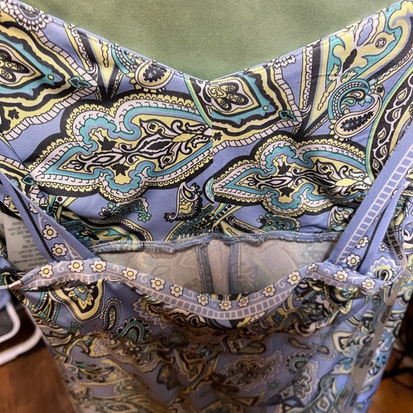 Blue green paisley Bianca Nygard asymmetrical sleeveless top - Picture 5 of 5